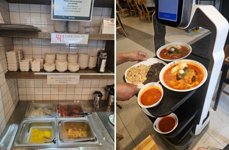 역대짬뽕 본점 셀프바와 서빙로봇
