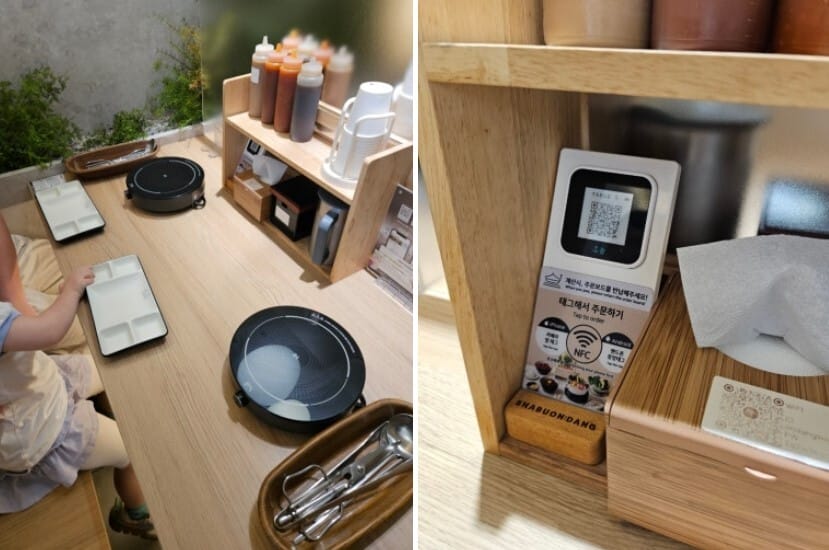 샤브온당 수유역점 테이블 모습